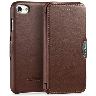 moVear flipSide C - Skórzane etui do Apple iPhone SE (2022 / 2020) / 8 / 7 (4.7") | Klasyczny pokrowiec z klapką, Skóra naturalna nappa (Ciemnobrązo.. - Etui i futerały do telefonów - miniaturka - grafika 1