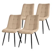Krzesła - Zestaw 4 krzeseł do jadalni kuchni, salonu, Krzesło tapicerowane Jasnobrązowy - miniaturka - grafika 1
