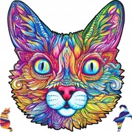 Puzzle - Puzzle Drewniane Dla Dorosłych Kolorowy Kot M - miniaturka - grafika 1