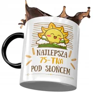 Kubki - Kubek Czarny na Urodziny 75 75te 75-te Prezent z Nadrukiem ze Zdjęciem+ Opakowanie na prezent (wzór 01) - miniaturka - grafika 1