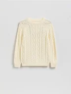 Swetry dla chłopców - Reserved - Bawełniany sweter - złamana biel - miniaturka - grafika 1