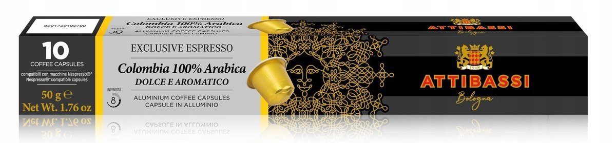 Kapsułki do Nespresso Attibassi Colombia 100% Arabica 10szt