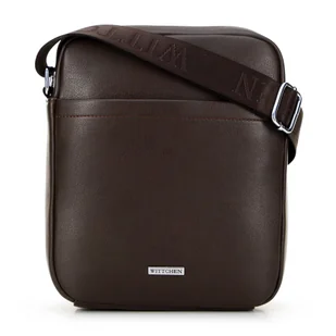 Męska listonoszka ze skóry ekologicznej prostokątna brązowa - Torebki damskie - miniaturka - grafika 1