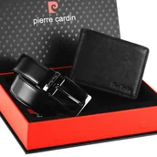 Paski - Pierre Cardin zestaw męski skóra naturalna portfel pasek do spodni prezent - miniaturka - grafika 1