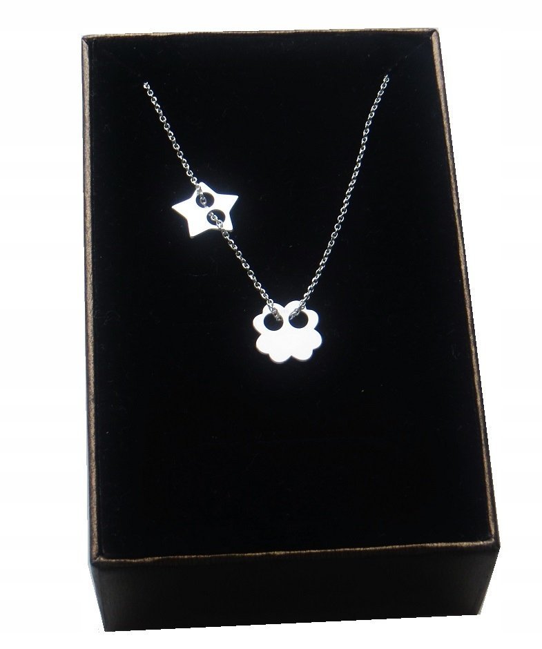 Srebrny naszyjnik celebrytka gwiazdka koniczynka