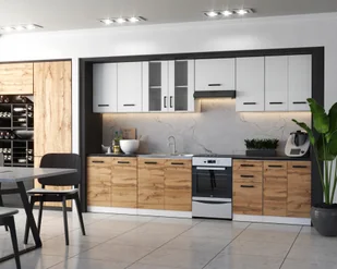 Meble Kuchenne Kuchnia Zestaw Szafki Blat Jola 3,2M Dąb Wotan Biały - Meble kuchenne - miniaturka - grafika 1