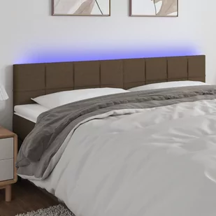Lumarko Zagłówek do łóżka z LED, ciemnobrązowy, 180x5x78/88 cm, tkanina - Inne meble do sypialni - miniaturka - grafika 1
