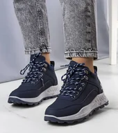 Botki damskie - Granatowe ocieplane traperki damskie Durani-37 - miniaturka - grafika 1