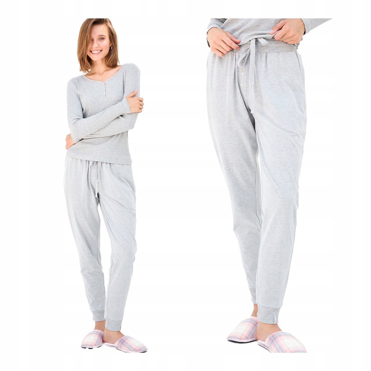 Komplet dresowy damski bawełniany długi rękaw szary dres damski Naviale XL