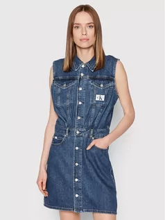 Sukienki - Calvin Klein Jeans Sukienka jeansowa J20J218479 Granatowy Regular Fit - grafika 1