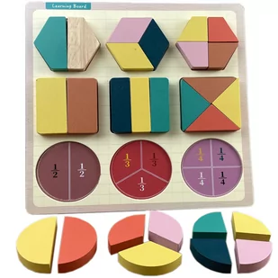 Puzzle Drewniane Edukacyjne Matematyka Ułamki Zkb-2053 - Puzzle - miniaturka - grafika 1