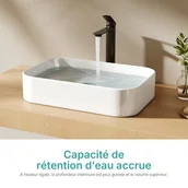 Umywalki - EMKE Umywalka ceramiczna 50.5x37x11 cm, Prostokątna Umywalka nablatowa, brylantowa biel - miniaturka - grafika 1