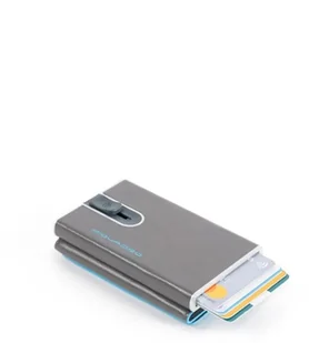 Piquadro Piquadro, Blue Square, Leather, Card Holder, Square Sliding System with Compact for Banknotes, PP4891B2R-GR6, Grey, For Men For Men - Etui na dokumenty i karty - miniaturka - grafika 1