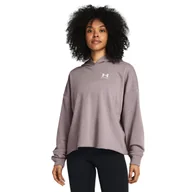 Bluzy sportowe damskie - Damska bluza dresowa nierozpinana z kapturem Under Armour UA Rival Terry OS Hoodie - beżowa - UNDER ARMOUR - miniaturka - grafika 1