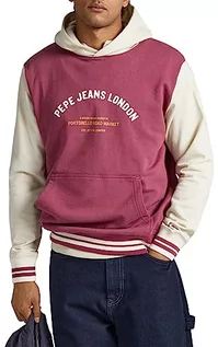 Bluzy męskie - Pepe Jeans Męska bluza z kapturem Medley, czerwona (Crushed Berry), XL, Czerwony (Crushed Berry), XL - grafika 1