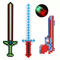 Dodatki do strojów karnawałowych - ZESTAW MINECRAFT MIECZ+SZABLA+PISTOLET LED DŹWIĘK 3 SZT - miniaturka - grafika 1