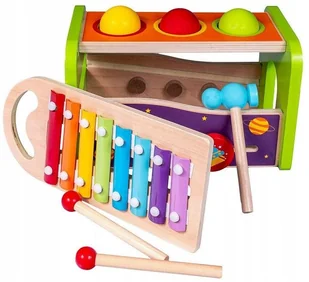SMILY PLAY Przebijanka drewniana cymbałki piłeczki - Zabawki interaktywne dla dzieci - miniaturka - grafika 1