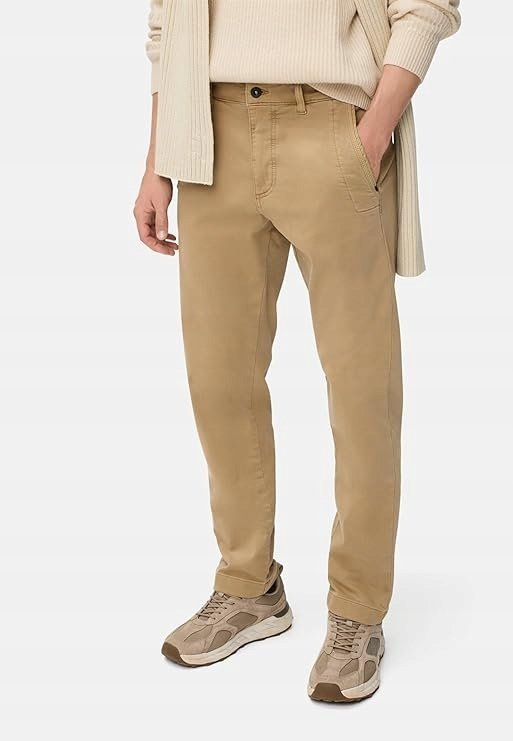 CAMEL ACTIVE BEŻOWE SPODNIE CASUAL PROSTE DŁUGIE Z GUZIKIEM 32/30 7AA
