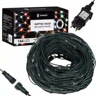 Kurtyna świetlna ciepły biały 144 Led siatka lampki wewnętrzno-zewnętrzne - Oświetlenie świąteczne Kurtyna świetlna ciepły biały 144 Led siatka lampki wewnętrzno-zewnętrzne - Oświetlenie świąteczne - miniaturka - grafika 1