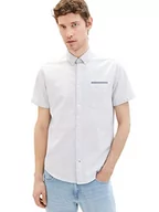 Koszule męskie - TOM TAILOR Męska koszula 1038458, 29630-biała, granatowa w kropki, M, 29630 - White Navy Dotted Structure, M - miniaturka - grafika 1