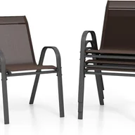 Fotele i krzesła ogrodowe - Zestaw 4 Krzeseł Ogrodowych z Metalu i Tekstylenu, Krzesło Ogrodowe z Podłokietnikami i Oparciem, 56 x 70 x 84 cm, Nośność 150 kg, Brązowe - miniaturka - grafika 1