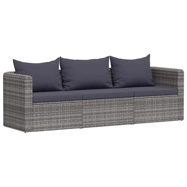 Zestaw mebli ogrodowych szary, stalowa rama, rattan PE, wymiary: 72x72x63 c