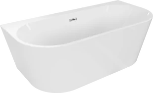 Mexen Oval+ wanna wolnostojąca przyścienna 170 x 80 cm, biała, przelew chrom - 52681708000-01 - Wanny - miniaturka - grafika 1