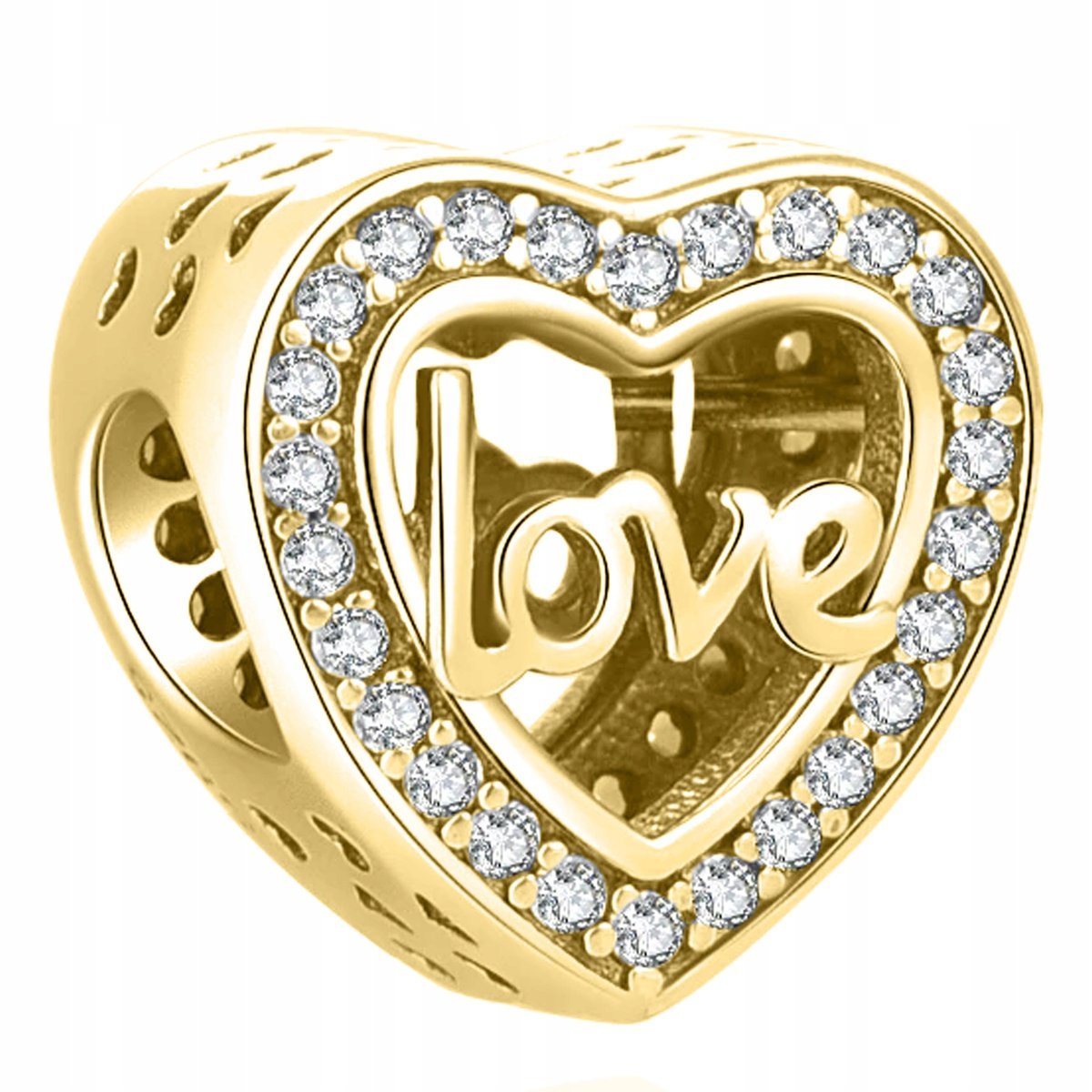 Złoty Charms Serce Love Kocham Cię Serduszko I Love You SREBRO 925