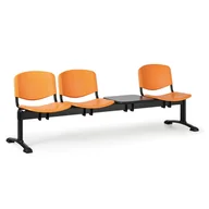 Inne meble biurowe - Euroseat Plastikowa ławka ISO, 3-siedziska + stolik, czarne nogi 300234 - miniaturka - grafika 1