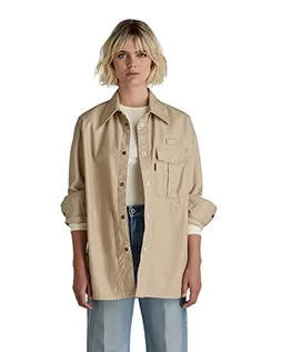 Koszulki i topy damskie - G-STAR RAW Damska koszulka Naval Collar Overshirt 2.0, beżowy/khaki (Westpoint Khaki C960-c531), XL - grafika 1