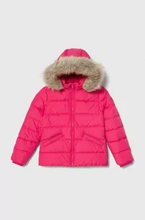 Tommy Hilfiger kurtka puchowa dziecięca kolor różowy - Kurtki i płaszcze dla dziewczynek - miniaturka - grafika 1