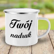 Kubki - Biały kubek metalowy, emaliowany z Twoim nadrukiem - miniaturka - grafika 1