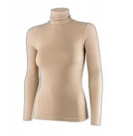 Koszulki i topy damskie - LS1627W Koszulka damska z golfem COMFORT MERINO beżowy XL - miniaturka - grafika 1
