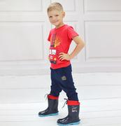 Buty dla chłopców - Kalosze dla dziecka, z wozem strażackim i napisem zawsze gotowy, granatowe 2-8 lat - miniaturka - grafika 1