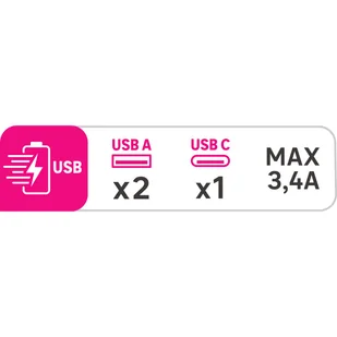 Ładowarka sieciowa 2x USB A i 1x USB C LEXMAN - Ładowarki do elektronarzędzi - miniaturka - grafika 1