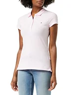 Koszulki i topy damskie - Tommy Hilfiger Damska koszulka polo Heritage Short Sleeve Slim Polo ze stretchem, Cradle Pink, S - miniaturka - grafika 1