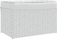 Kosze na bieliznę - vidaXL Kosz na pranie z pokrywą Biały 55,5x35x34 cm Poli rattan - miniaturka - grafika 1