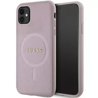 Etui i futerały do telefonów - Guess GUHMN61PSAHMCP iPhone 11 / Xr 6.1" różowy/pink hardcase Saffiano MagSafe - miniaturka - grafika 1