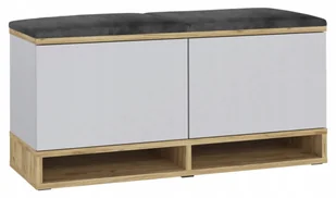 Meblowa1 Szafka na buty KANSAS BIAŁA z siedziskiem, 2 panele, nowoczesny design, minimalistyczna - Szafki na buty Meblowa1 Szafka na buty KANSAS BIAŁA z siedziskiem, 2 panele, nowoczesny design, minimalistyczna - Szafki na buty - miniaturka - grafika 1