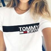 Koszulki i topy damskie - ﻿Koszulka Damska Tommy Jeans T-shirt slim Biała idealny prezent dla niej S - miniaturka - grafika 1