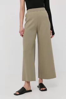 Spodnie damskie - Gestuz spodnie Talli damskie kolor zielony szerokie high waist - grafika 1