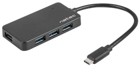 Natec Hub USB Silkworm 4xUSB 3.0 czarny USB-C NHU-1343