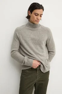 Calvin Klein sweter wełniany męski kolor szary lekki z golferm K10K113389 - Swetry męskie - miniaturka - grafika 1