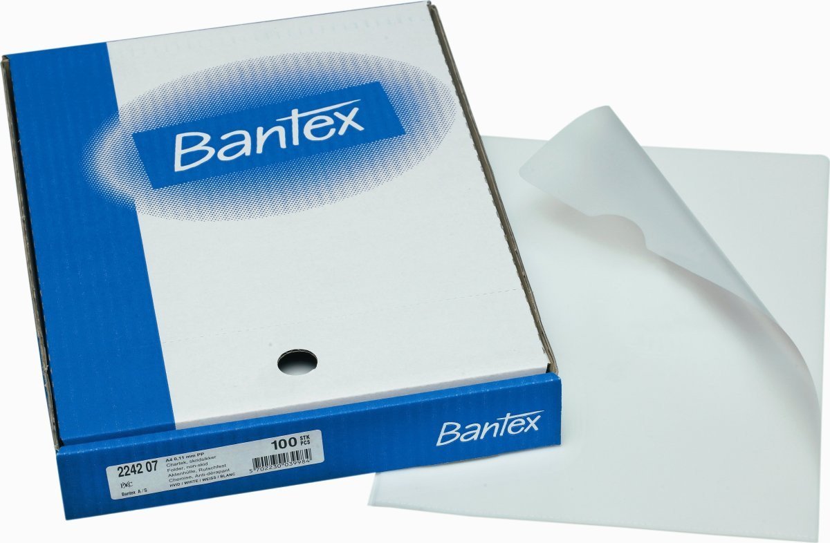 Chartek bantex, uden huller, a4, hvid, æske 100 stk.