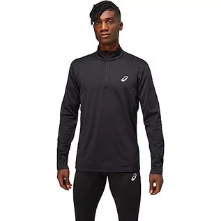 Koszulki męskie - ASICS Męska tunika Core Ls 1/2 Zamek błyskawiczny Zimowa Top Nuring Tunika, Performance Black, S, Wydajny czarny, S - grafika 1