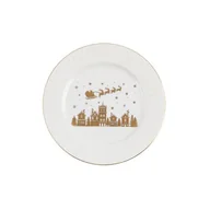 Talerze - Talerz deserowy reliefowany złote domki 20 cm - miniaturka - grafika 1