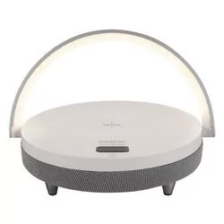 Ideus Stojąca LAMPA stołowa SATURN 03864 biurkowa LAMPKA okrągła LED 10W 4000K z głośnikiem bluetooth biała szara 03864 - Lampy stojące - miniaturka - grafika 1