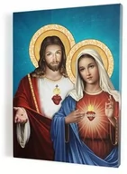 Ikony i obrazy sakralne - Serce Jezusa i Serce Maryi, obraz na płótnie - miniaturka - grafika 1