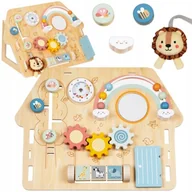 Zabawki sensoryczne - TOOKY TOY Duża Drewniana Tablica Manipulacyjna Domek - Centrum Aktywności - miniaturka - grafika 1