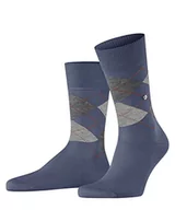 Skarpetki damskie - Burlington Mężczyźni Skarpety Manchester M SO Organiczna Bawełna z wzorem 1 Para, Niebieski (Jeans Melange 6274), 46-50 - miniaturka - grafika 1